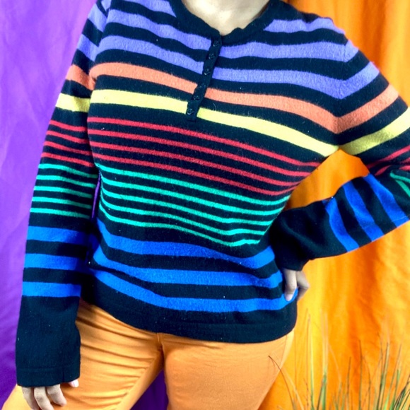 Vintage rainbow striped sweater size xl - Picture 3 of 3